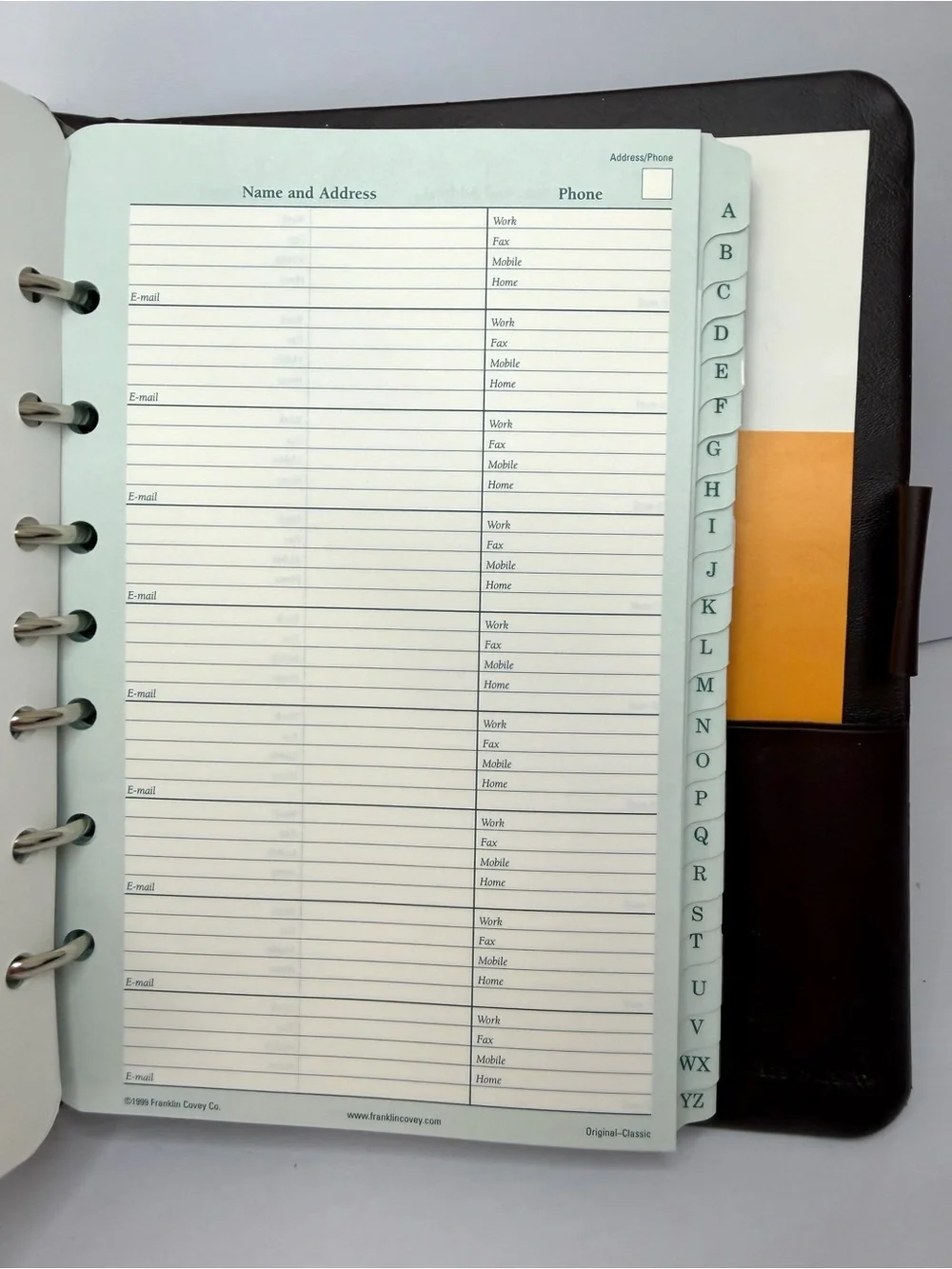 Franklin Covey Classic 7 Ring Leather Planner Binder Brown Year 2001 Organizer